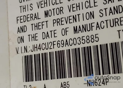 2010 Acura Tsx 2.4 из США, поврежденный, VIN JH4CU2F69AC035885